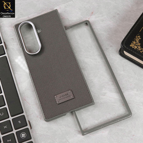 Samsung Galaxy Z Fold 7 Cover - Gray - New Premium J-Case  Nylon Texture with Leather Grip