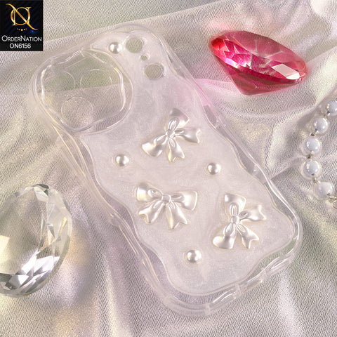 iPhone 17 Pro Cover - White - Luxury Glitter Pearl Bowknot Protective Phone Case Cover