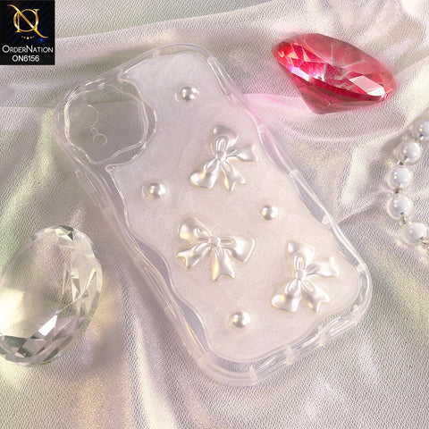 iPhone XR Cover - White - Luxury Glitter Pearl Bowknot Protective Phone Case Cover