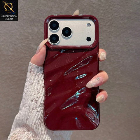 iPhone 17 Pro Max Cover - Maroon - Premium Glossy Protective Phone Case with Raised Camera Protection and Stylish Wave Design