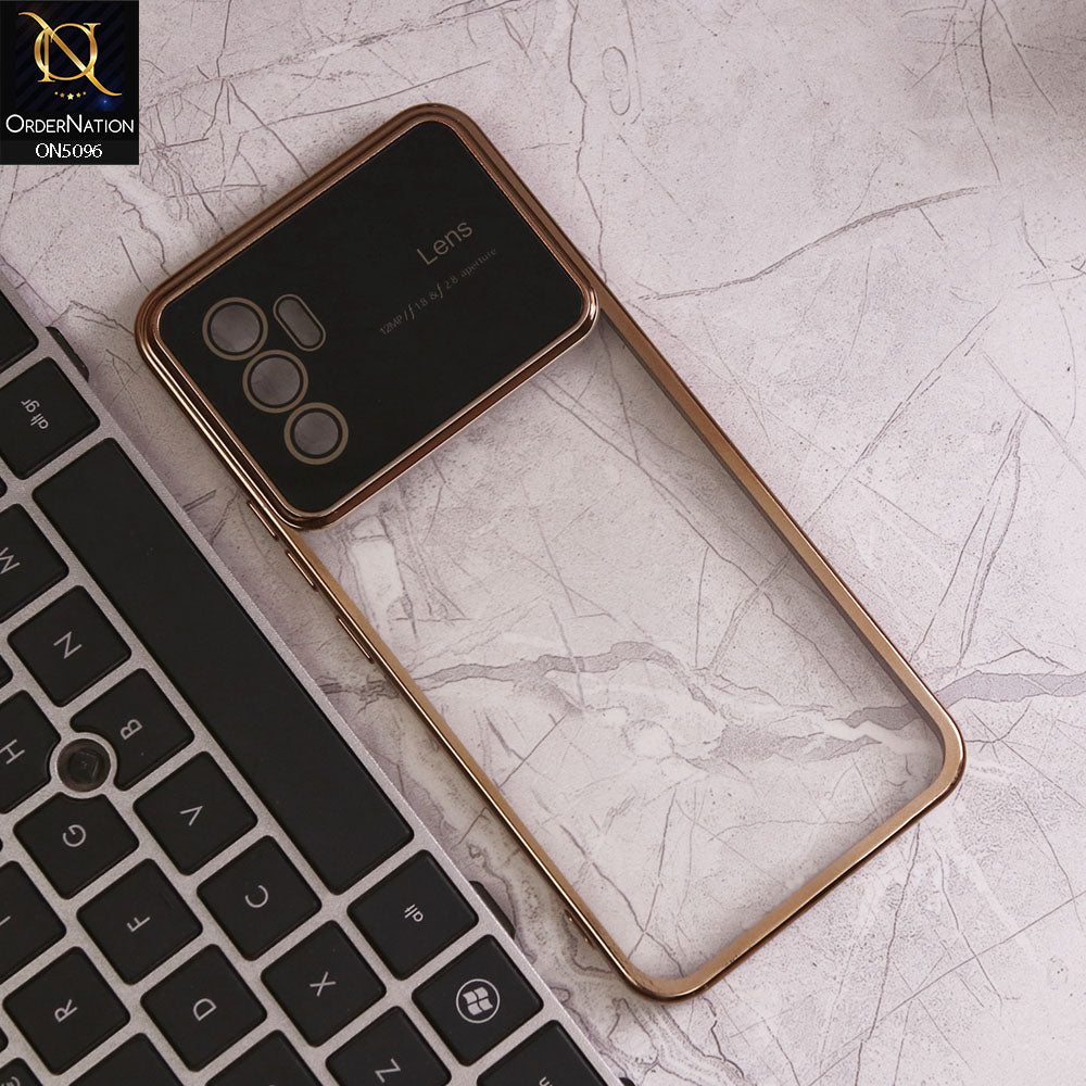 Vivo V23e Cover - Golden - New Color Electroplating Borders Camera Lens Soft Transparent Case