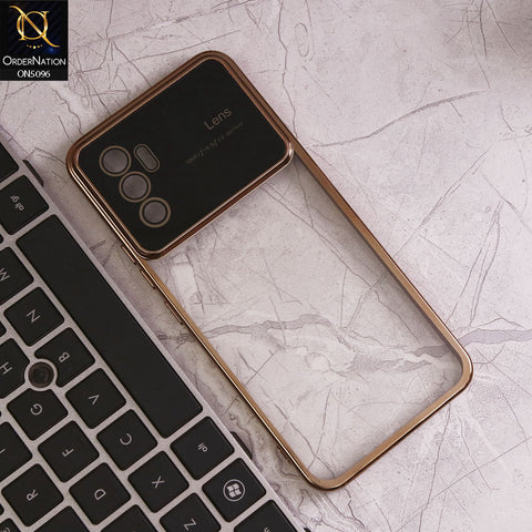 Vivo V23e Cover - Golden - New Color Electroplating Borders Camera Lens Soft Transparent Case