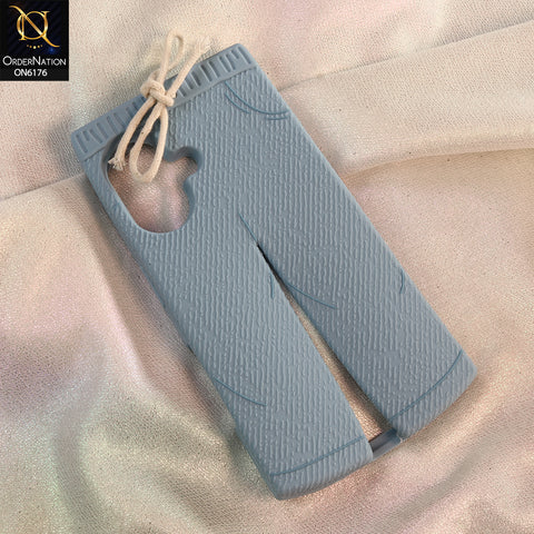 iPhone 16 Cover - Blue - New Soft Silicon Trendy Blue Denim Look Phone Case with Rope