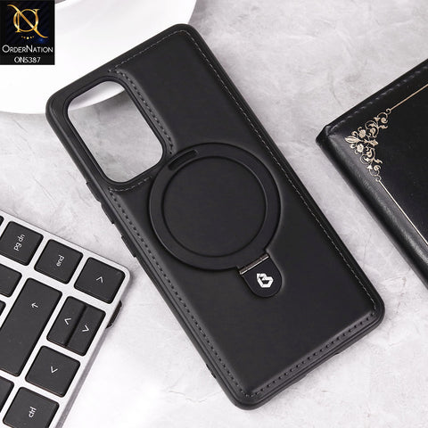 Samsung Galaxy A53 5G Cover - Black - Luxury Leather Case Supports Magsafe Wireless Charging, Kickstand Bracket Holder Soft Border Case