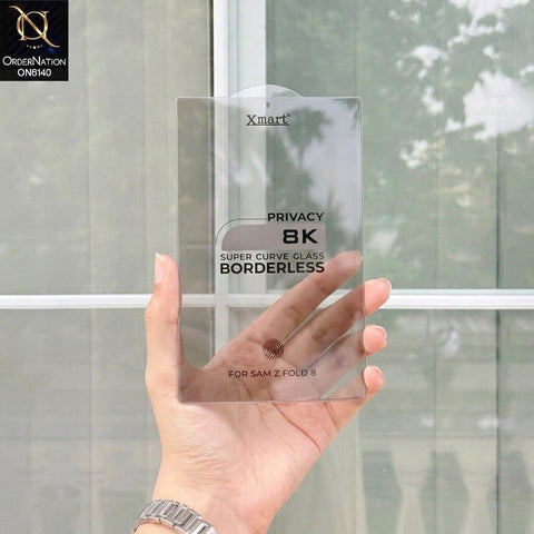 Samsung Galaxy Z Fold 8 Protector - Black - Xmart Privacy 8K Tempered Glass Anti Static Screen Protector With Curved Privacy Screen Film