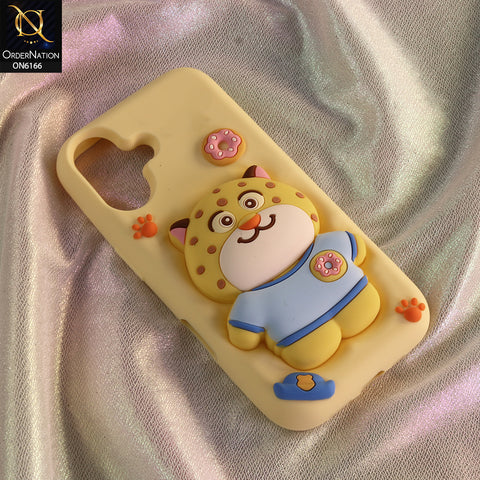 iPhone 16 Cover - Yellow - New Soft Silicon Cute 3D Cartoon Animal Matte Phone Case