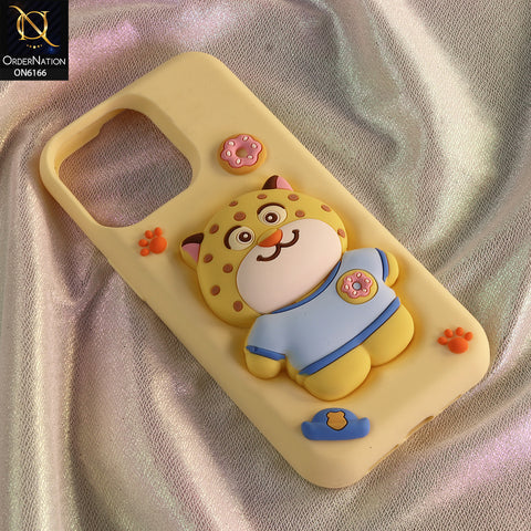 iPhone 16 Pro Max Cover - Yellow - New Soft Silicon Cute 3D Cartoon Animal Matte Phone Case