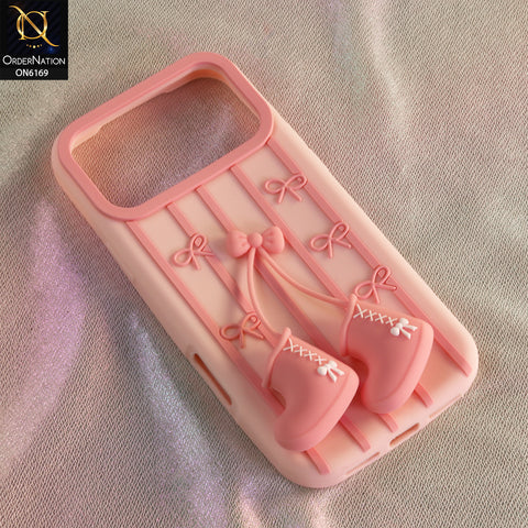 iPhone 17 Pro Cover - Pink - New Soft Silicon 3D Cartoon Silicone Phone Case with Hanging Charm