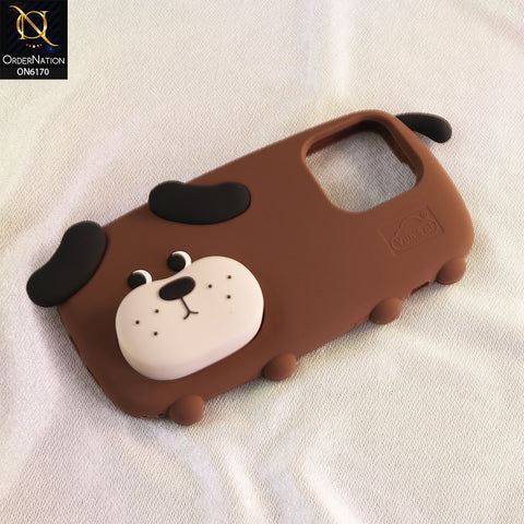 iPhone 16 Pro Max Cover - Brown - New Soft Silicon Cute 3D Cartoon Animal Matte Phone Case