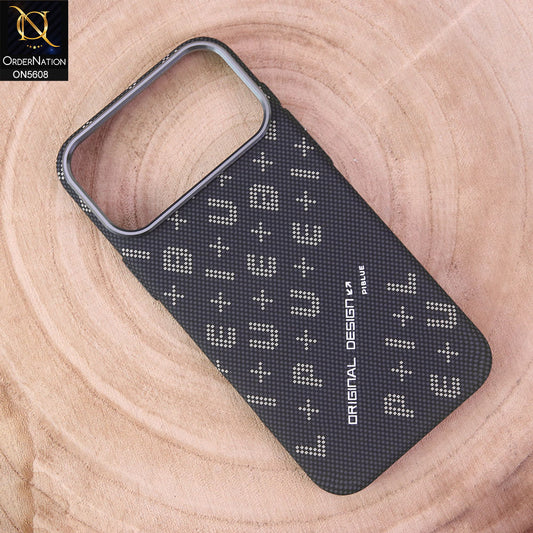 iPhone 17 Pro Max Cover - Design5 -   Premium Piblue Carbon Fiber Texture Ultra Thin Shell Case With Metal Camera Ring Borders