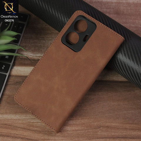 Vivo Y55 4G Cover - Light Brown - ONation Business Flip Series - Premium Magnetic Leather Wallet Flip book Card Slots Soft Case