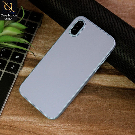 iPhone XS / X Cover - Sierra Blue - AG Frosted Glass Soft Silicone Border Case With Camera Protection