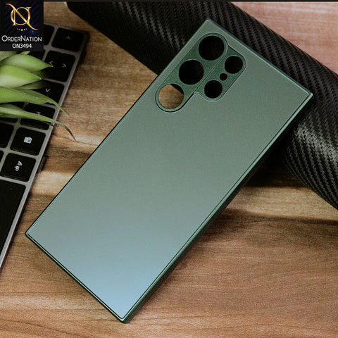 Samsung Galaxy S23 Ultra 5G Cover - Cangling Green - AG Frosted Glass Soft Silicone Border Case With Camera Protection