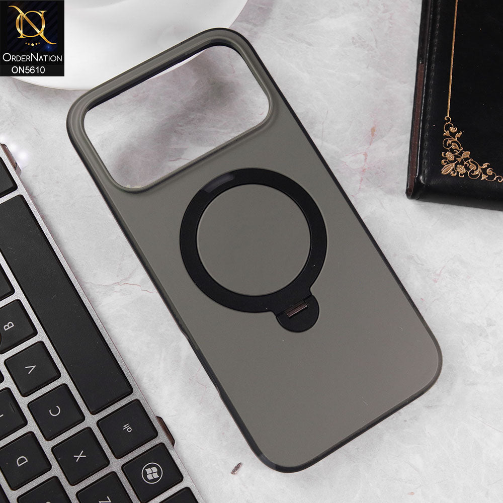 iPhone 17 Pro Max Cover - Gray -  Henks Premium TPU Matte Case With KickStand