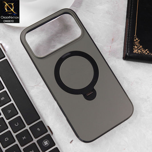 iPhone 17 Pro Max Cover - Gray -  Henks Premium TPU Matte Case With KickStand