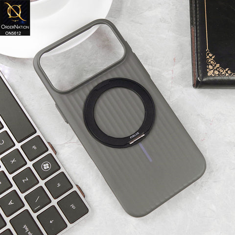 iPhone 17 Pro Max Cover - Gray -  New Piblue High Qualiity Hard Shell Case With Metal Kick Stand