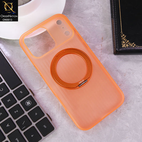 iPhone 17 Pro Max Cover - Orange -  New Piblue Semi Transparent Case With  Camera Protection And Metal Kick Stand
