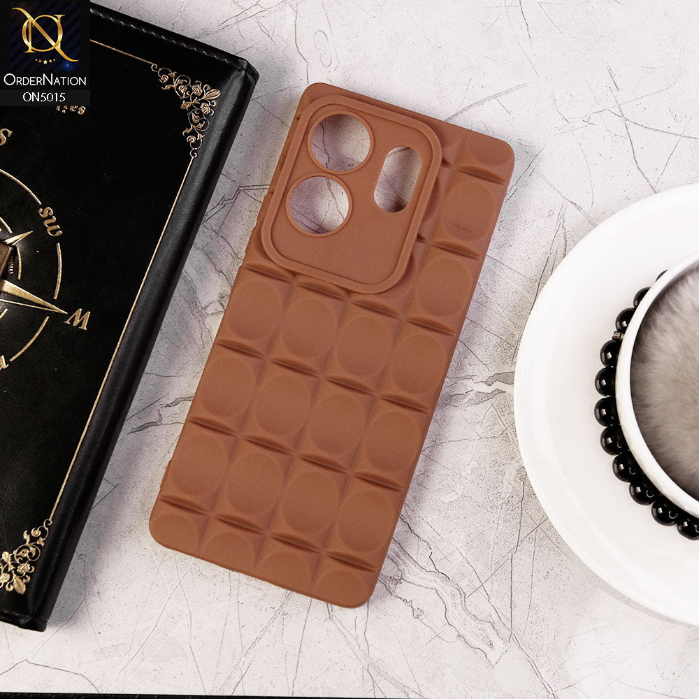 Infinix Zero 30 4G Cover - Brown -  Geometric Cermaic Patteren Camera Protection Soft Silicone Case
