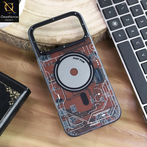 iPhone 17 Pro Max Cover - Brown -  New YOUNGKITT Premium Circuit Board Printed Case Protective Cover With Wireless Charging