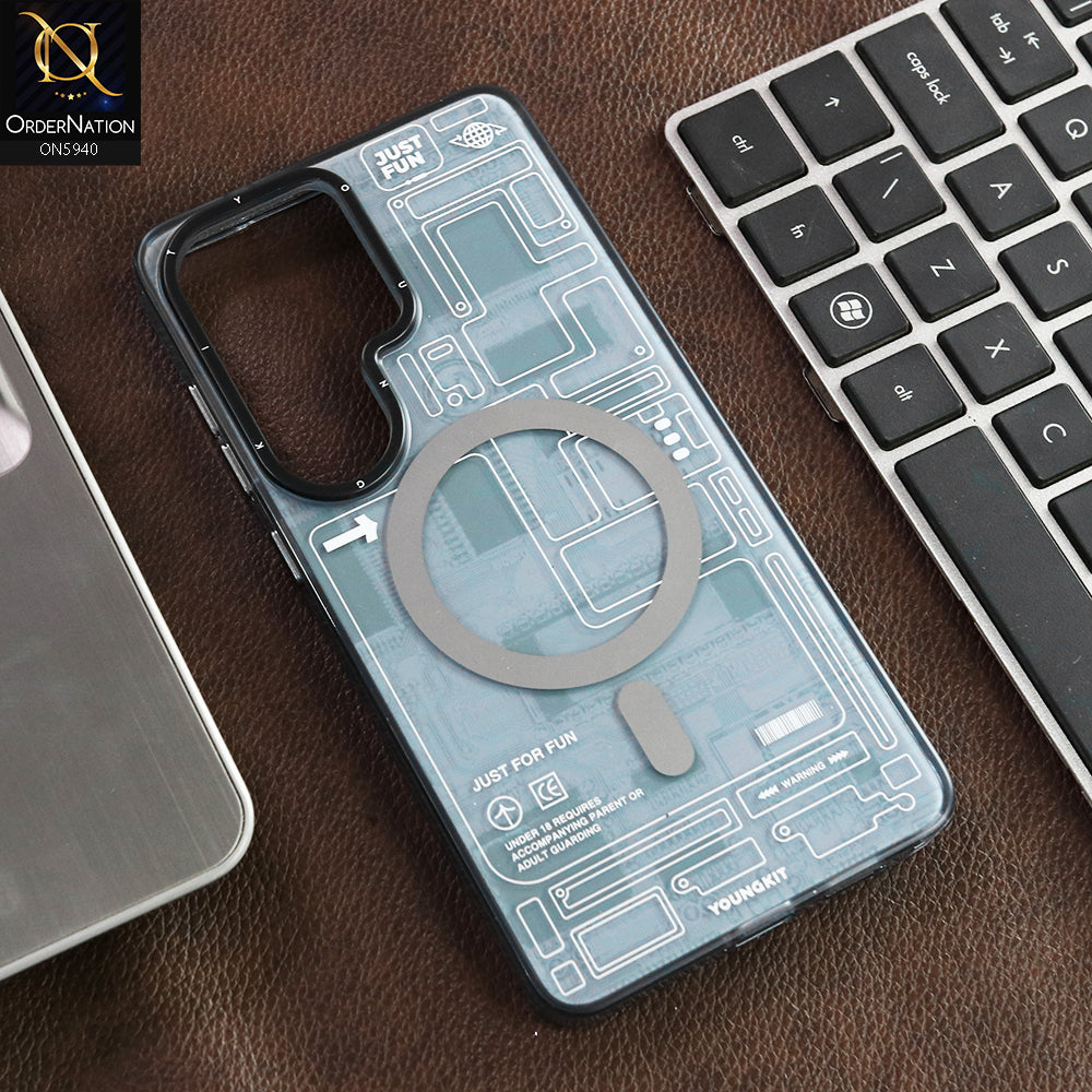 Samsung Galaxy S26 Ultra Cover - Green -  New YOUNGKITT Premium Circuit Board Printed Case Protective Cover With Wireless Charging