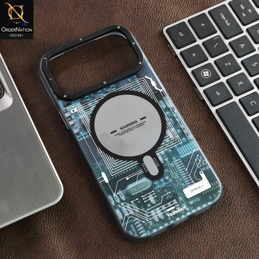 iPhone 17 Pro Max Cover - Dark Green -  New YOUNGKITT Premium Circuit Board Printed Case Protective And Shockproof Cover With Wireless Charging