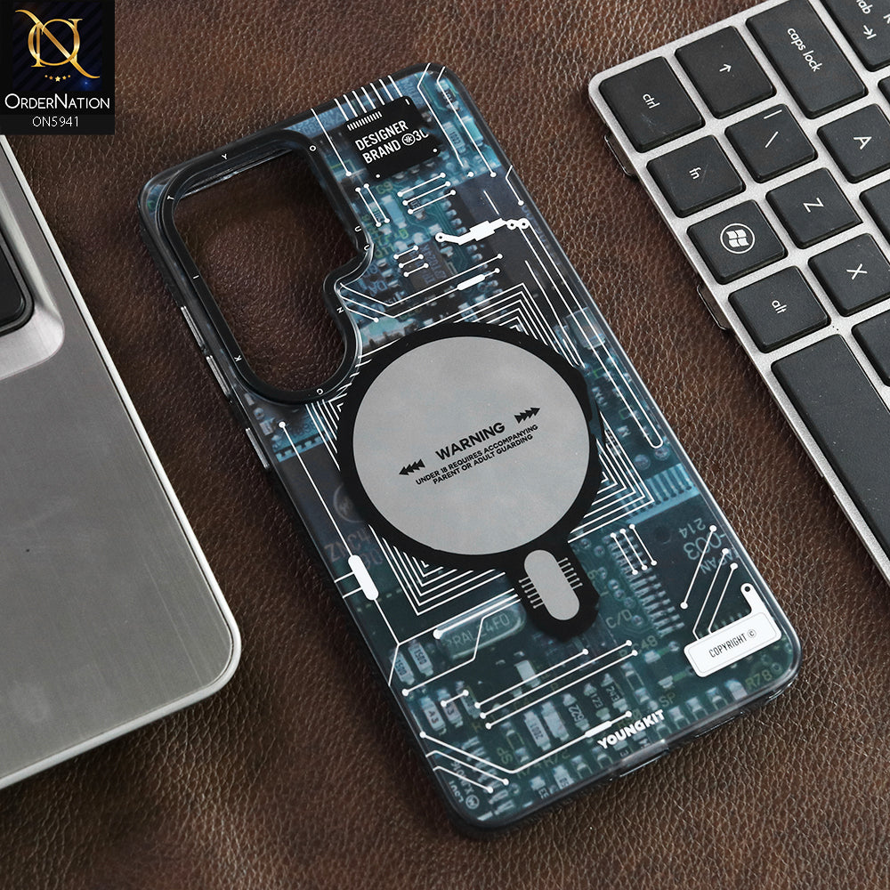 Samsung Galaxy S26 Ultra Cover - Dark Green -  New YOUNGKITT Premium Circuit Board Printed Case Protective And Shockproof Cover With Wireless Charging