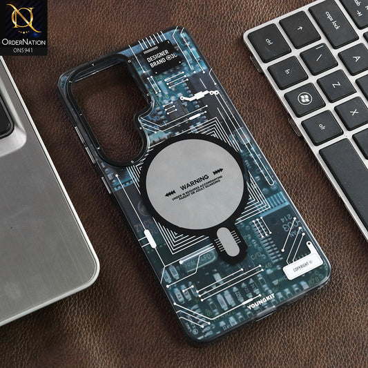 Samsung Galaxy S26 Ultra Cover - Dark Green -  New YOUNGKITT Premium Circuit Board Printed Case Protective And Shockproof Cover With Wireless Charging