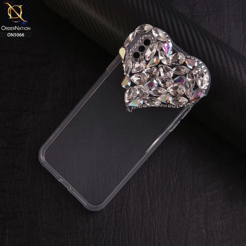 iPhone XS / X Cover - Transparent - Bling Rhinestones 3D Heart Candy Colour Shiny Soft TPU Case