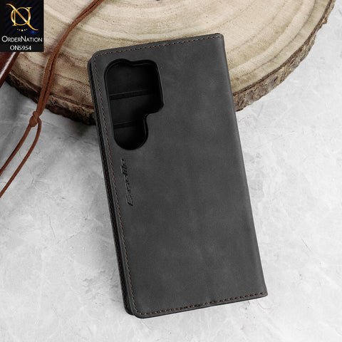 Samsung Galaxy S25 Ultra Cover - Black - CaseMe Premium High Quality Deattachable Super Magnetic Flip Case With Card Holding Slots