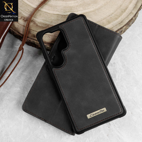 Samsung Galaxy S25 Ultra Cover - Black - CaseMe Premium High Quality Deattachable Super Magnetic Flip Case With Card Holding Slots