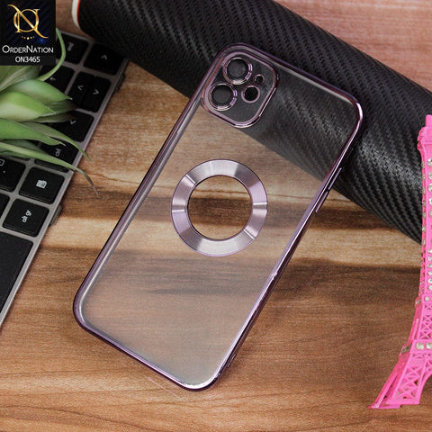 iPhone 11 Cover - Purple - Soft Color Borders Logo Hole With Camera Protection Clear Back Case