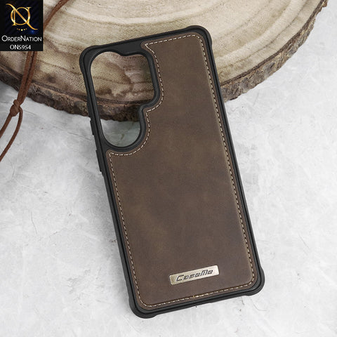 Samsung Galaxy S26 Ultra Cover - Brown - CaseMe Premium High Quality Deattachable Super Magnetic Flip Case With Card Holding Slots