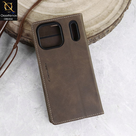 iPhone 17 Pro Max Cover - Brown - CaseMe Premium High Quality Deattachable Super Magnetic Flip Case With Card Holding Slots