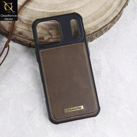 iPhone 17 Pro Max Cover - Brown - CaseMe Premium High Quality Deattachable Super Magnetic Flip Case With Card Holding Slots