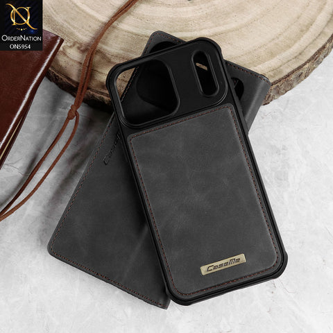 iPhone 17 Pro Max Cover - Black - CaseMe Premium High Quality Deattachable Super Magnetic Flip Case With Card Holding Slots