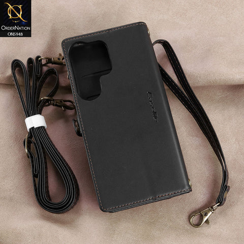 Samsung Galaxy S26 Ultra Cover - Black - aseMe Samsung  RFID Blocking Zipper Wallet Leather Case with Crossbody Strap