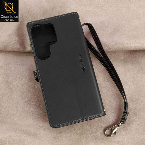 Samsung Galaxy S26 Ultra Cover - Black - aseMe Samsung  RFID Blocking Zipper Wallet Leather Case with Crossbody Strap