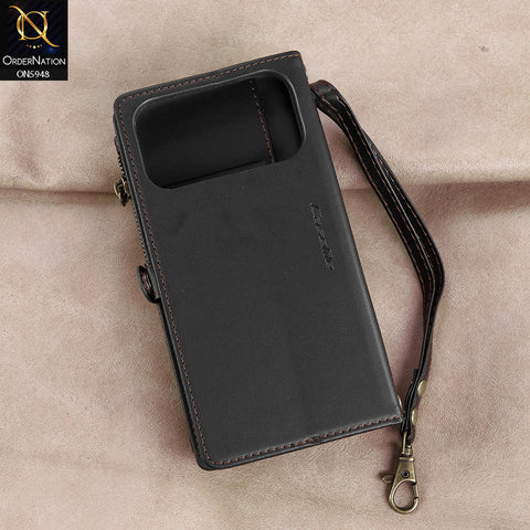 iPhone 17 Pro Max Cover - Black - aseMe Samsung  RFID Blocking Zipper Wallet Leather Case with Crossbody Strap