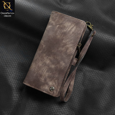 iPhone 17 Air Cover - Brown - New Premium CaseMe  Detachable Folio Zipper Purse Leather Wallet Case with 8 Card Slots
