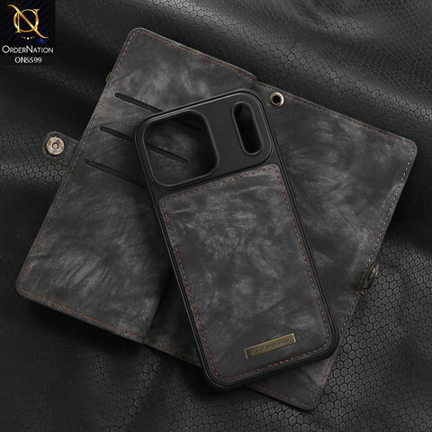 iPhone 17 Pro Max Cover - Black - New Premium CaseMe  Detachable Folio Zipper Purse Leather Wallet Case with 8 Card Slots