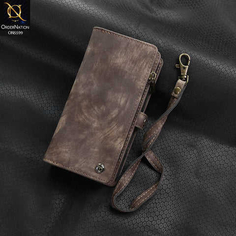 iPhone 17 Cover - Brown - New Premium CaseMe  Detachable Folio Zipper Purse Leather Wallet Case with 8 Card Slots