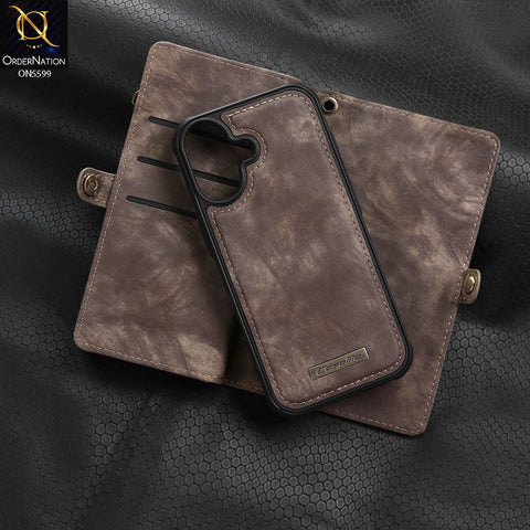 iPhone 17 Cover - Brown - New Premium CaseMe  Detachable Folio Zipper Purse Leather Wallet Case with 8 Card Slots