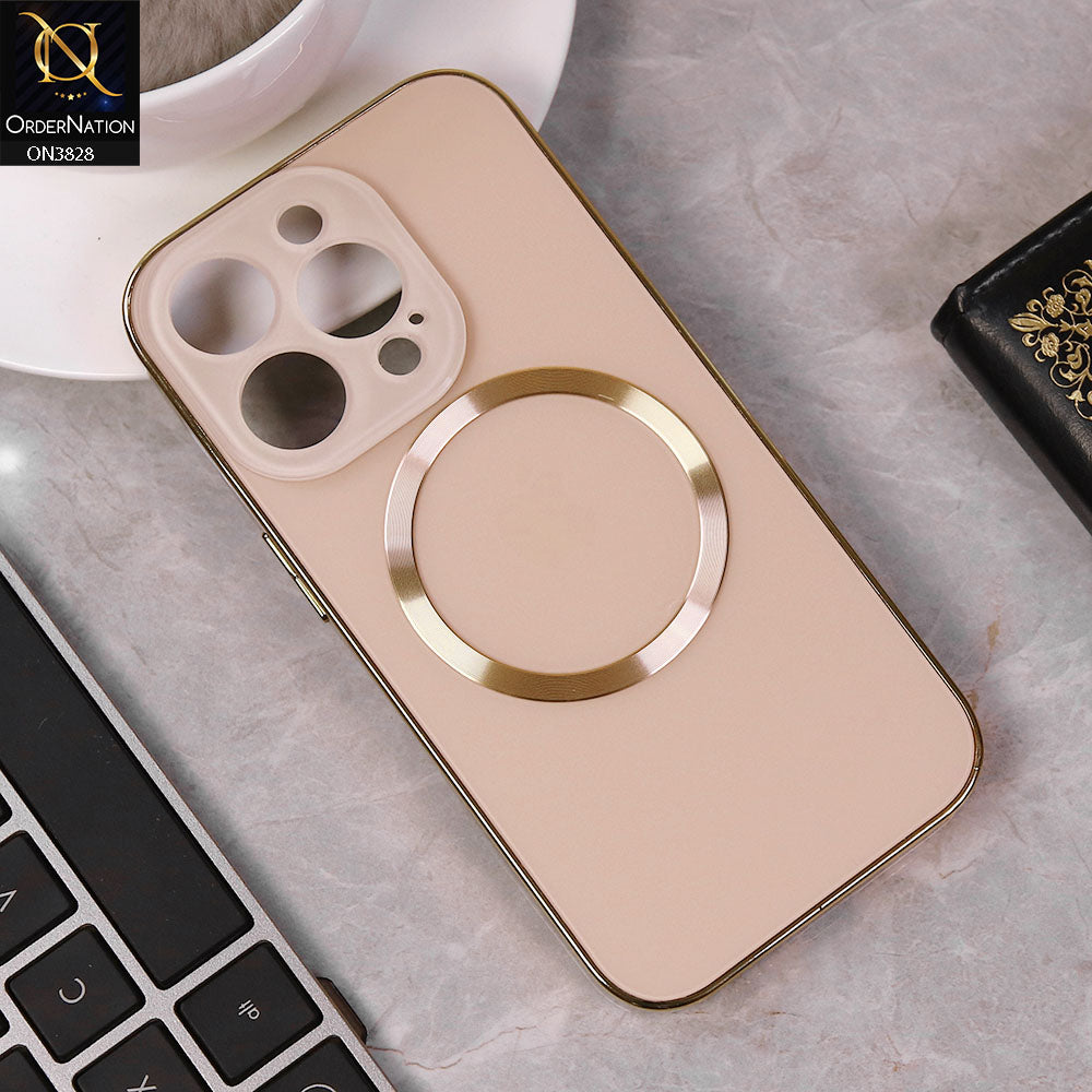 iPhone 14 Pro  Cover - Golden- New MagSafe Electroplating Borders With Camera Bumper Hard Back Protective Case