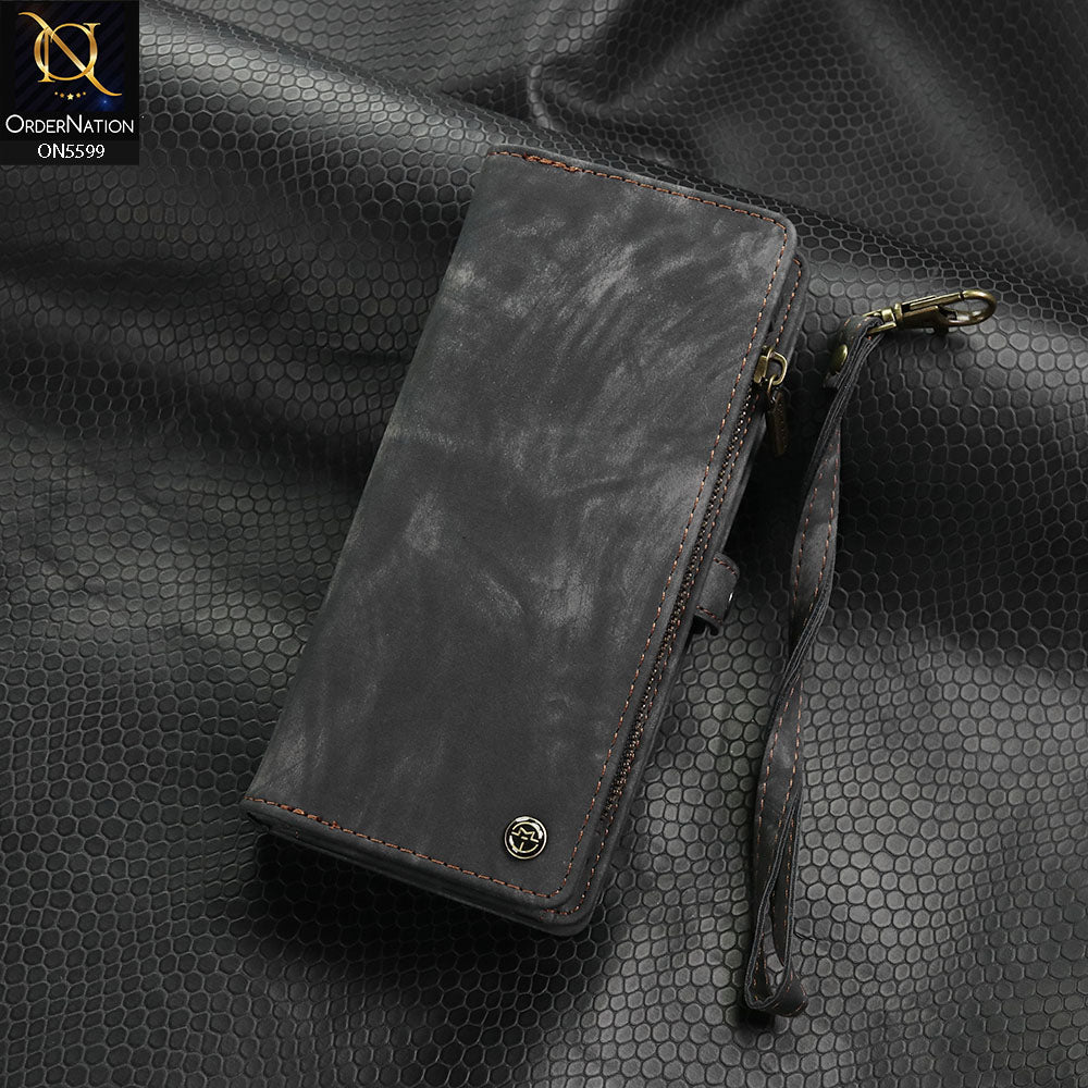 Samsung Galaxy S25 FE Cover - Black - New Premium CaseMe  Detachable Folio Zipper Purse Leather Wallet Case with 8 Card Slots