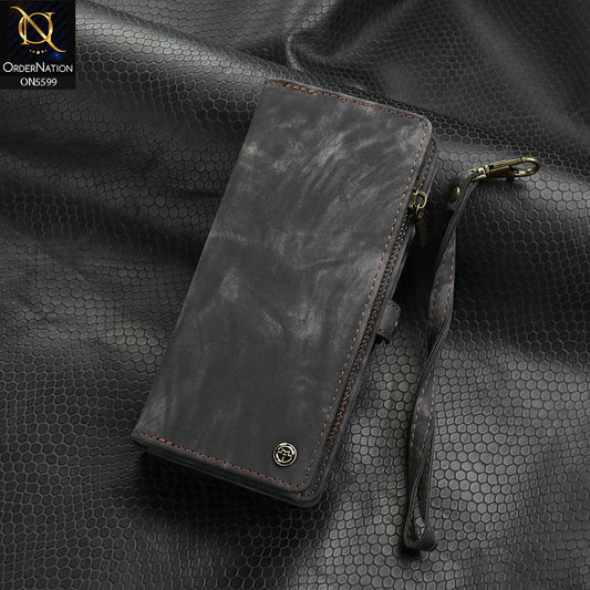 Samsung Galaxy S25 FE Cover - Black - New Premium CaseMe  Detachable Folio Zipper Purse Leather Wallet Case with 8 Card Slots