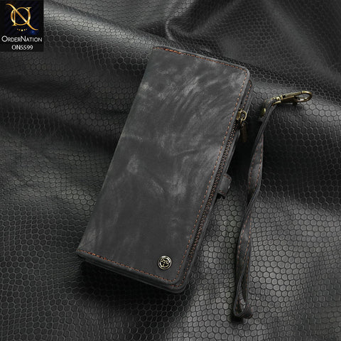 Samsung Galaxy S25 FE Cover - Black - New Premium CaseMe  Detachable Folio Zipper Purse Leather Wallet Case with 8 Card Slots