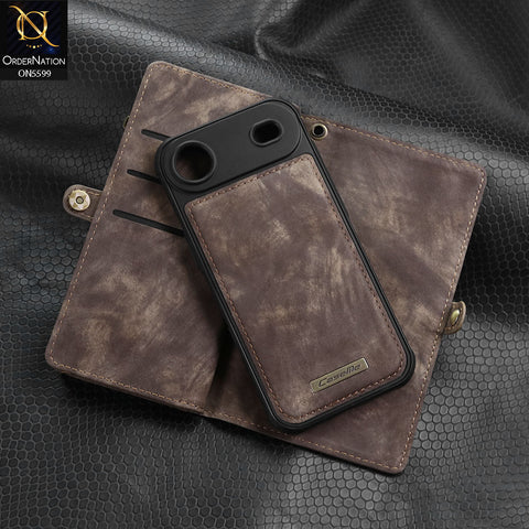 iPhone 17 Air Cover - Brown - New Premium CaseMe  Detachable Folio Zipper Purse Leather Wallet Case with 8 Card Slots