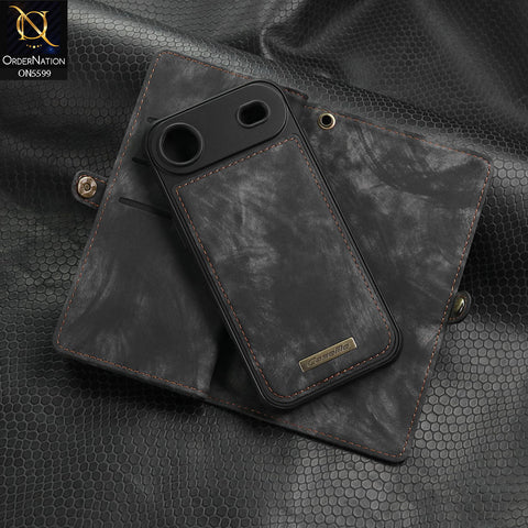 iPhone 17 Air Cover - Black - New Premium CaseMe  Detachable Folio Zipper Purse Leather Wallet Case with 8 Card Slots
