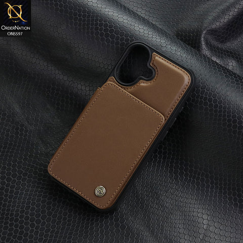 iPhone 17 Cover - Brown - CaseMe Premium Wallet Case with RFID Blocking & Kickstand Black