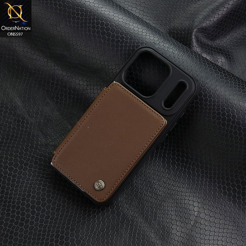 iPhone 17 Pro Cover - Brown - CaseMe Premium Wallet Case with RFID Blocking & Kickstand Black